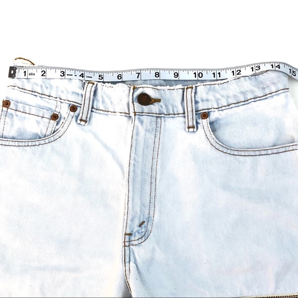 Levi’s Vintage High Waist Light Wash Frayed Embroidered Hem Jean Shorts Size 29 - Picture 11 of 12